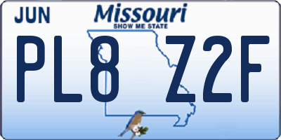 MO license plate PL8Z2F