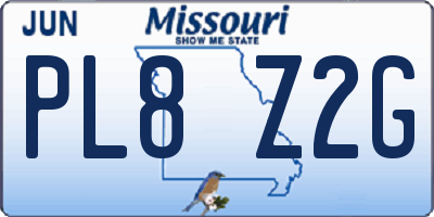 MO license plate PL8Z2G