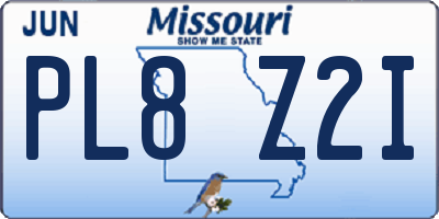 MO license plate PL8Z2I