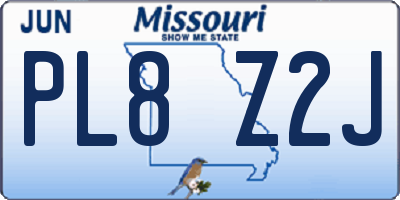 MO license plate PL8Z2J