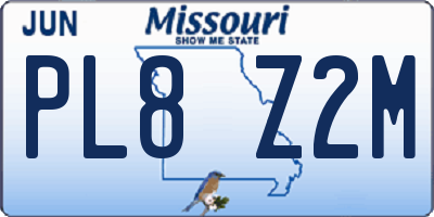 MO license plate PL8Z2M