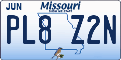 MO license plate PL8Z2N