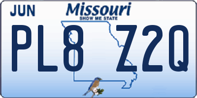 MO license plate PL8Z2Q