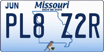 MO license plate PL8Z2R