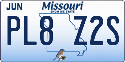 MO license plate PL8Z2S