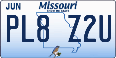 MO license plate PL8Z2U