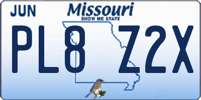 MO license plate PL8Z2X
