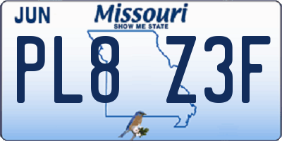 MO license plate PL8Z3F