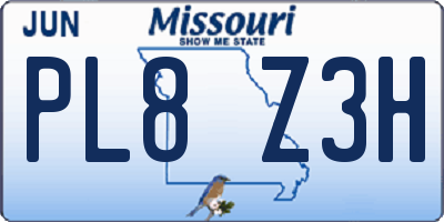 MO license plate PL8Z3H