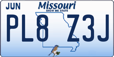 MO license plate PL8Z3J