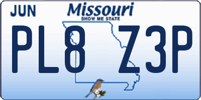 MO license plate PL8Z3P