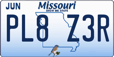 MO license plate PL8Z3R