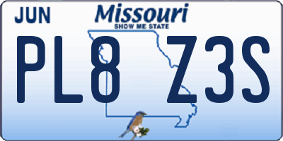 MO license plate PL8Z3S