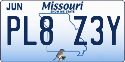 MO license plate PL8Z3Y