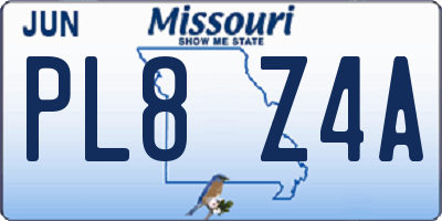 MO license plate PL8Z4A