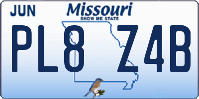 MO license plate PL8Z4B