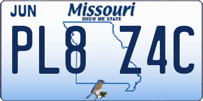 MO license plate PL8Z4C