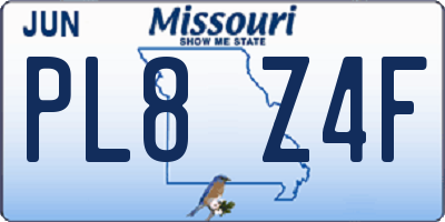 MO license plate PL8Z4F