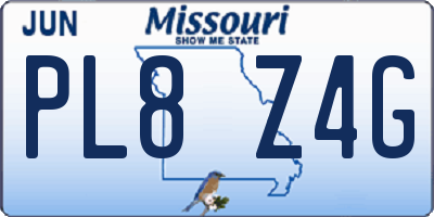 MO license plate PL8Z4G