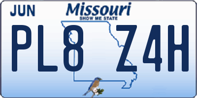 MO license plate PL8Z4H