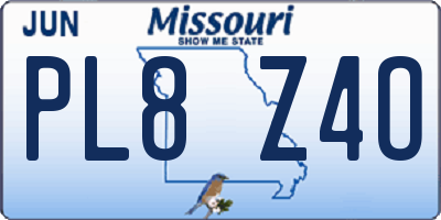 MO license plate PL8Z4O