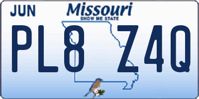 MO license plate PL8Z4Q