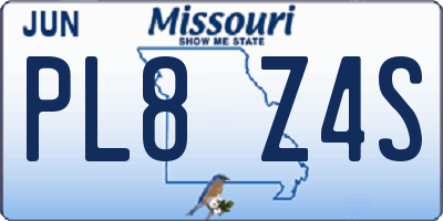 MO license plate PL8Z4S