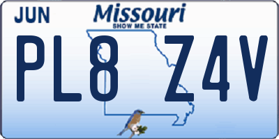 MO license plate PL8Z4V