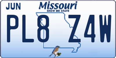 MO license plate PL8Z4W