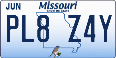 MO license plate PL8Z4Y