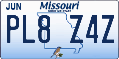 MO license plate PL8Z4Z