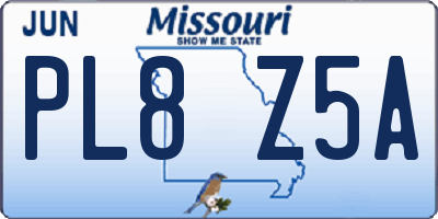 MO license plate PL8Z5A