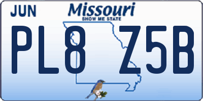 MO license plate PL8Z5B