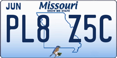 MO license plate PL8Z5C