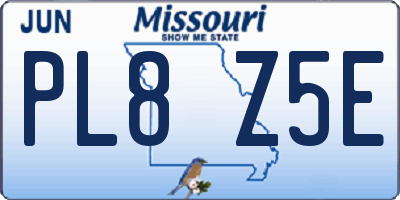 MO license plate PL8Z5E