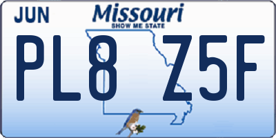 MO license plate PL8Z5F