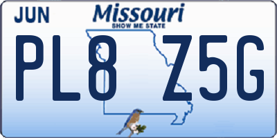 MO license plate PL8Z5G