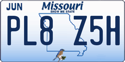 MO license plate PL8Z5H