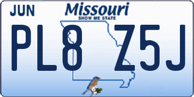 MO license plate PL8Z5J