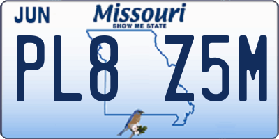 MO license plate PL8Z5M