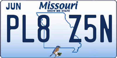 MO license plate PL8Z5N