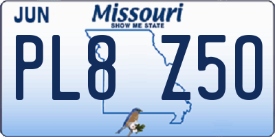 MO license plate PL8Z5O