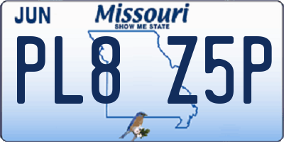MO license plate PL8Z5P