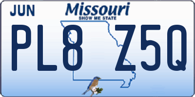 MO license plate PL8Z5Q