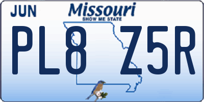 MO license plate PL8Z5R