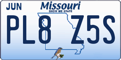 MO license plate PL8Z5S