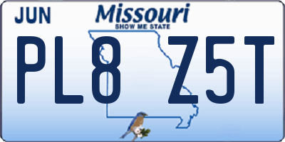 MO license plate PL8Z5T