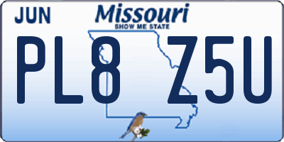 MO license plate PL8Z5U