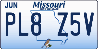 MO license plate PL8Z5V