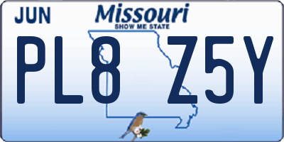 MO license plate PL8Z5Y